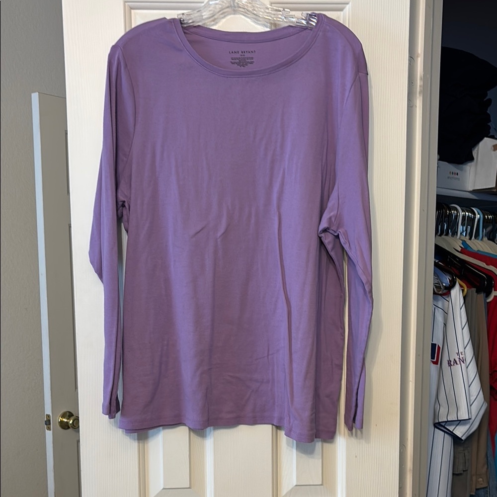Lane Bryant Relaxed Purple Long Sleeve T-Shirt